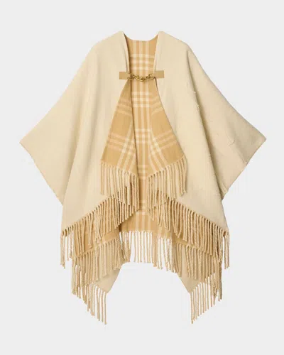 Burberry Ekd Fil Coupé Wool Cape In Gold