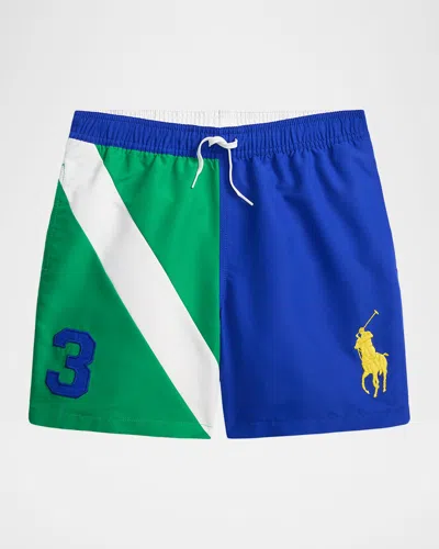 Ralph Lauren Boy's Traveler Big Pony Swim Trunk In Green