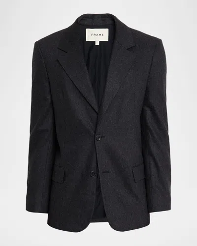 Frame Single Breasted Blazer In Blue