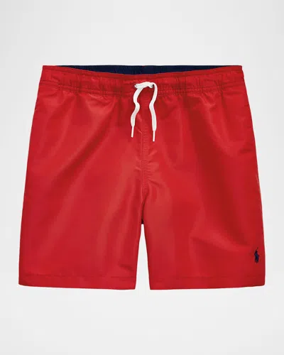 Ralph Lauren Boy's Traveler Swim Trunks In Red