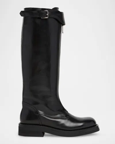 Alexander Mcqueen Leather Knee-high Boots In Black