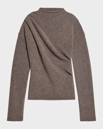 Helmut Lang Slouchy Crewneck Twist Sweater In Brown