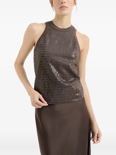 Brunello Cucinelli Cotton Tank Top In Brown