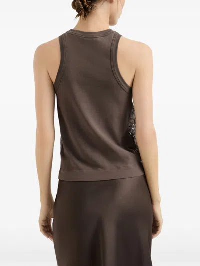 Brunello Cucinelli Cotton Tank Top In Brown