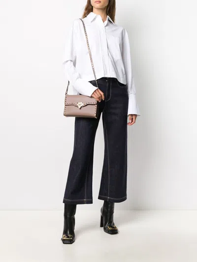 Valentino Rockstud Small Leather Shoulder Bag In White