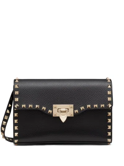 Valentino Rockstud Small Leather Shoulder Bag In Black