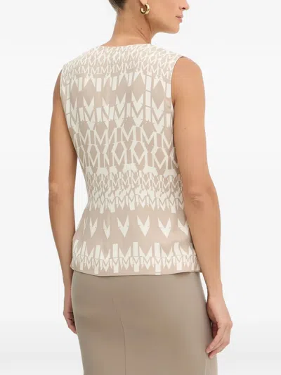 Guess Usa Monogram V-neck Wrap Blouse In Neutral