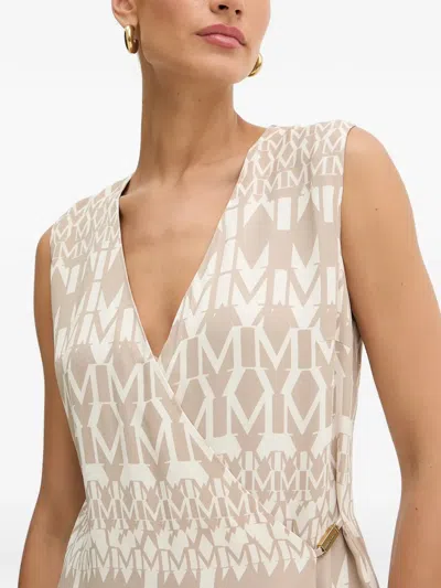 Guess Usa Monogram V-neck Wrap Blouse In Neutral