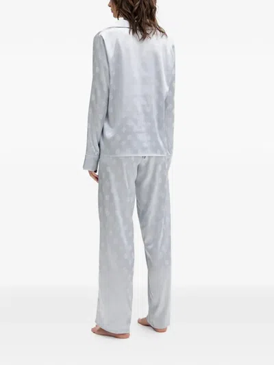 Guess Usa Sylvie Logo-print Pocket Pajamas In Blue