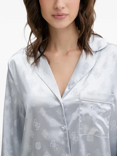 Guess Usa Sylvie Logo-print Pocket Pajamas In Blue