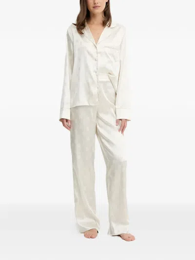Guess Usa Sylvie Button-up Pocket Pajamas In White