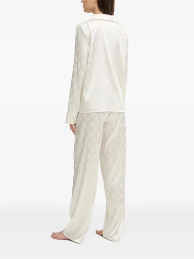 Guess Usa Sylvie Button-up Pocket Pajamas In White