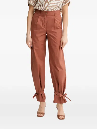 Guess Usa Bow-detail Cargo Pants In Brown
