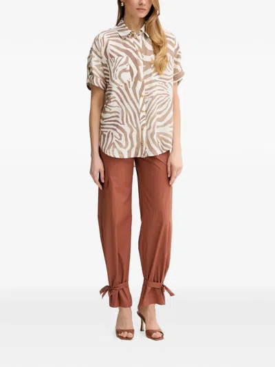 Guess Usa Bow-detail Cargo Pants In Brown