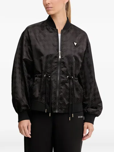 Guess Usa Monogram Drawstring Jacket In Black