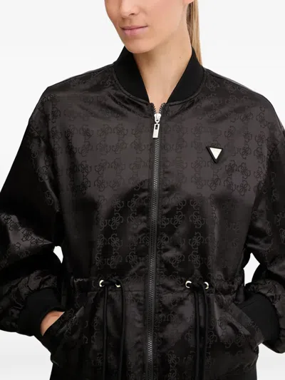 Guess Usa Monogram Drawstring Jacket In Black