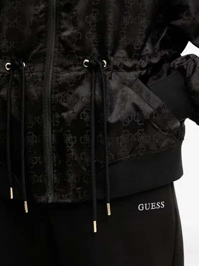 Guess Usa Monogram Drawstring Jacket In Black