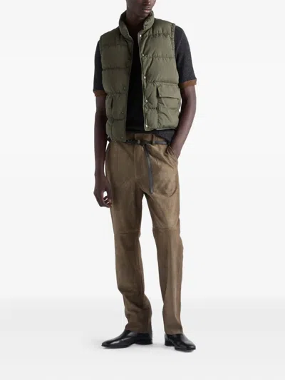 Prada Stand-up Collar Patch-pockets Gilet In Green