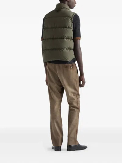 Prada Stand-up Collar Patch-pockets Gilet In Green