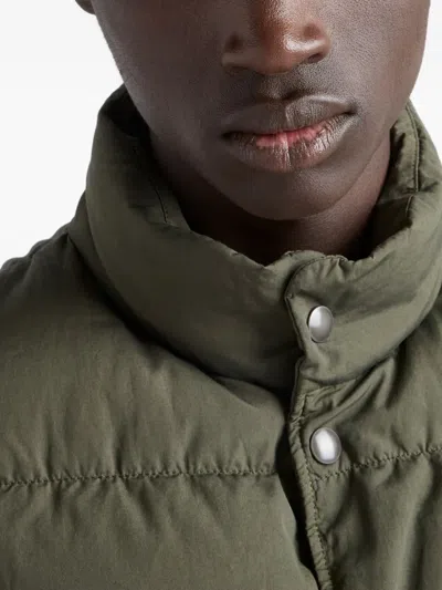 Prada Stand-up Collar Patch-pockets Gilet In Green