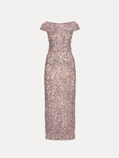 Oscar De La Renta Mosaic Crystal Embroidered Gown In Pink