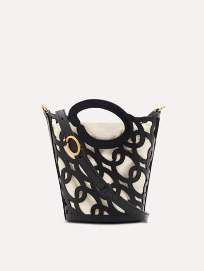 Oscar De La Renta Oscar Chain-link Leather Mini Tote In Black