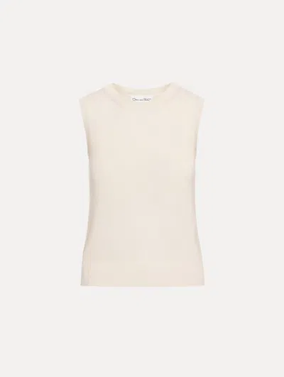 Oscar De La Renta Virgin Wool Tank In White