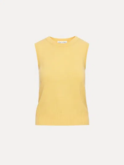 Oscar De La Renta Virgin Wool Tank In Yellow