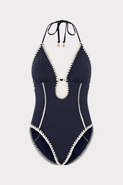 Milly Cutout Crochet Trim One-piece In Multi