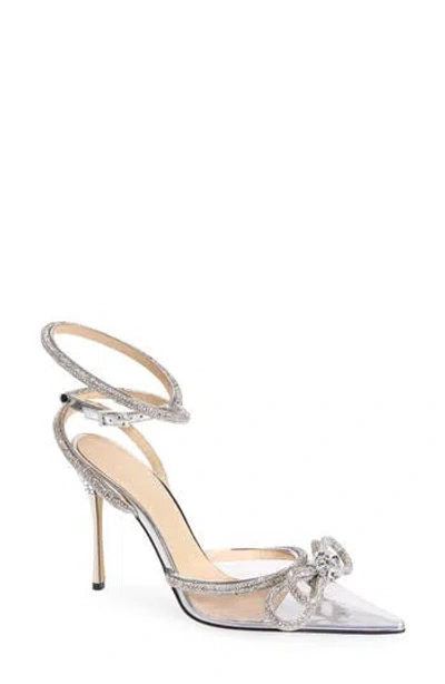 Mach&mach Double Bow Crystal-embellished Pvc Heeled Sandals In Multi