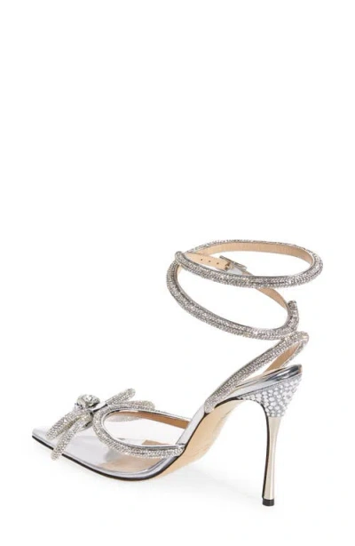 Mach&mach Double Bow Crystal-embellished Pvc Heeled Sandals In Multi