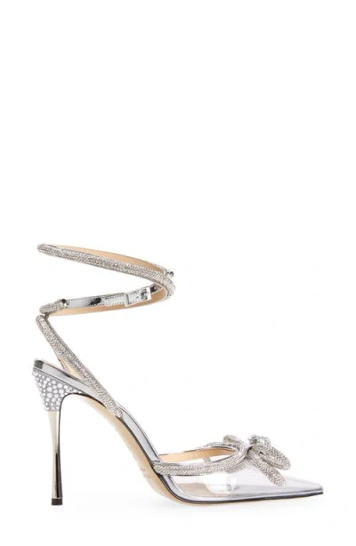 Mach&mach Double Bow Crystal-embellished Pvc Heeled Sandals In Multi