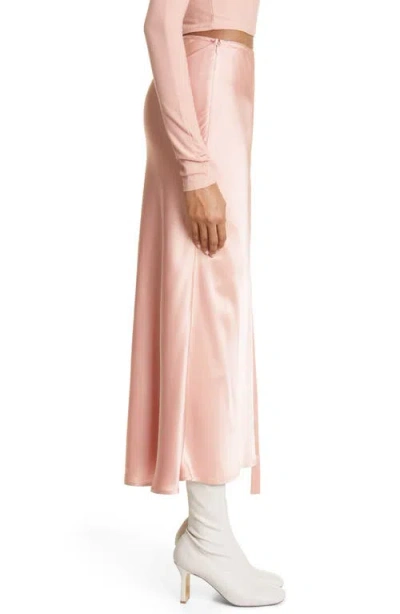 Lapointe Draped Satin Midi Slit Skirt In Sand