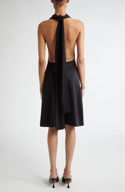 Peter Do Mixed Finish Sleeveless Halter Dress In Black