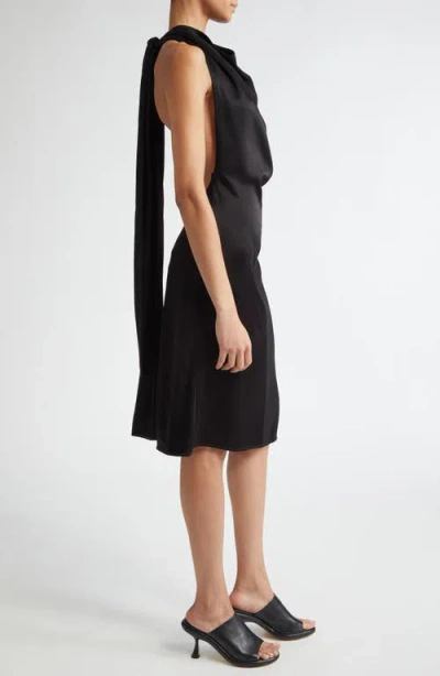 Peter Do Mixed Finish Sleeveless Halter Dress In Black