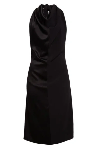 Peter Do Mixed Finish Sleeveless Halter Dress In Black