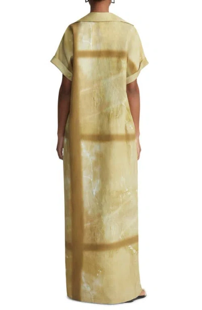 Lafayette 148 New York Desert Wildflower Print Silk & Linen Popover Maxi Dress