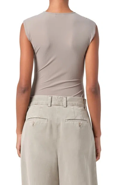 Agolde Aura Cap Sleeve Bodysuit In Aluminum