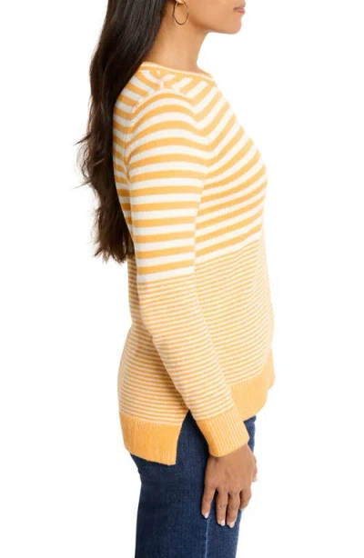 Nic + Zoe Nic+zoe Stripe High-low Cotton Blend Sweater In Multi
