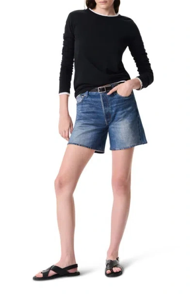 Rag & Bone Miramar Kaia High Waist Cotton Terry Shorts In Purple