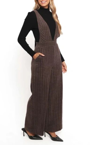 Petal And Pup Petal & Pup Yvettie Houndstooth Overalls In Brown