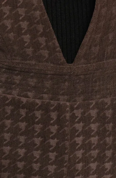 Petal And Pup Petal & Pup Yvettie Houndstooth Overalls In Brown