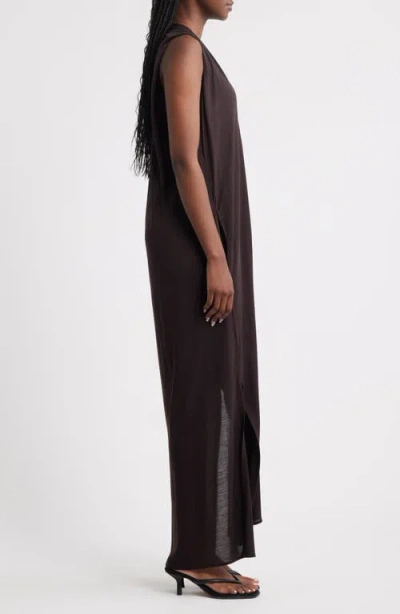 Cos Draped V-neck Sleeveless Maxi Dress In Brown