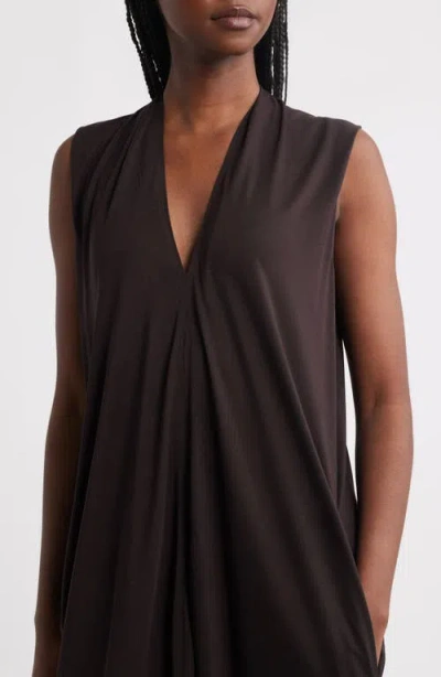 Cos Draped V-neck Sleeveless Maxi Dress In Brown