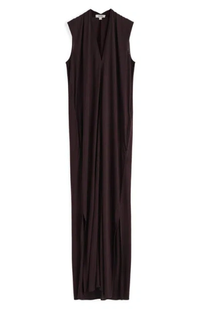 Cos Draped V-neck Sleeveless Maxi Dress In Brown