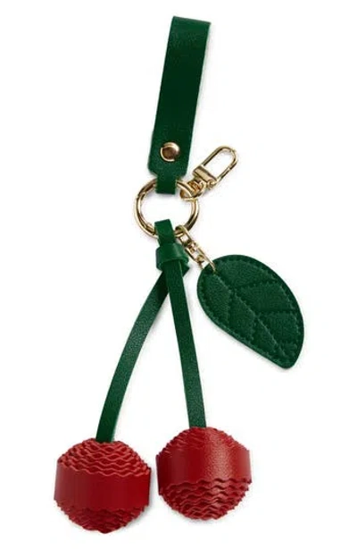 Leith Faux Leather Cherry Bag Charm In Green