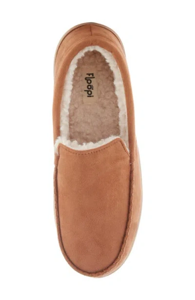 Floopi Faux Fur Trimmed Slipper In Brown