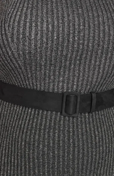 Dkny Mock Neck Sleeveless Rib Knit Midi Dress In Black