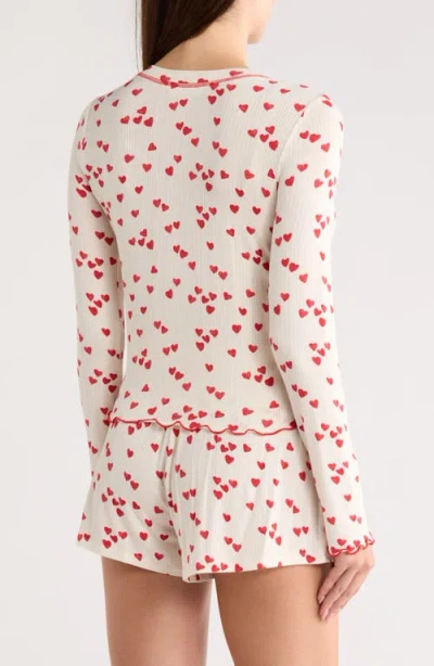 Honeydew Laid Back Long Sleeve Knit Short Pajamas In White