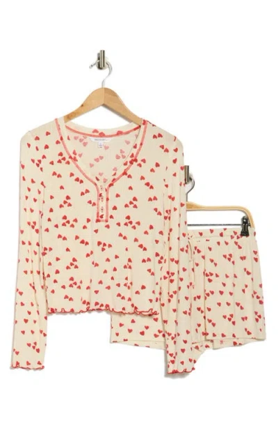 Honeydew Laid Back Long Sleeve Knit Short Pajamas In White